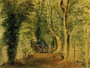 Watercolour of the Avenue at Ballylin, Co Offaly by Mary Ward dated Sept. 24th 1858 