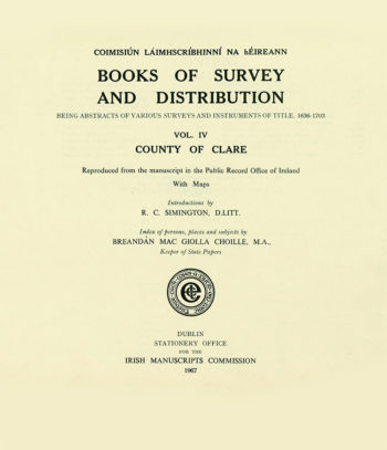 Books Of Survey And Distribution Being Abstracts Of Various Surveys And Instruments To Title 1636–1703 Vol 4 – Clare