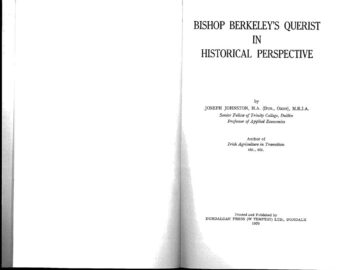 Bishop Berkeley’s Querist In Historical Perspective
